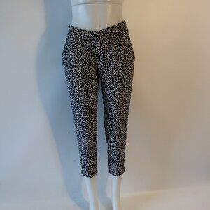 Womens Theory 100% Silk Black, White Print Pants P/TP